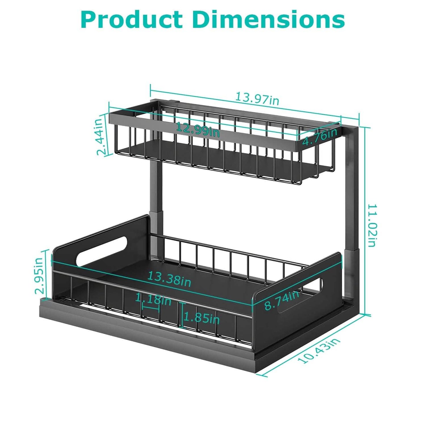 2-Tier Under Sink Organizer Pull Out Basket Storage
